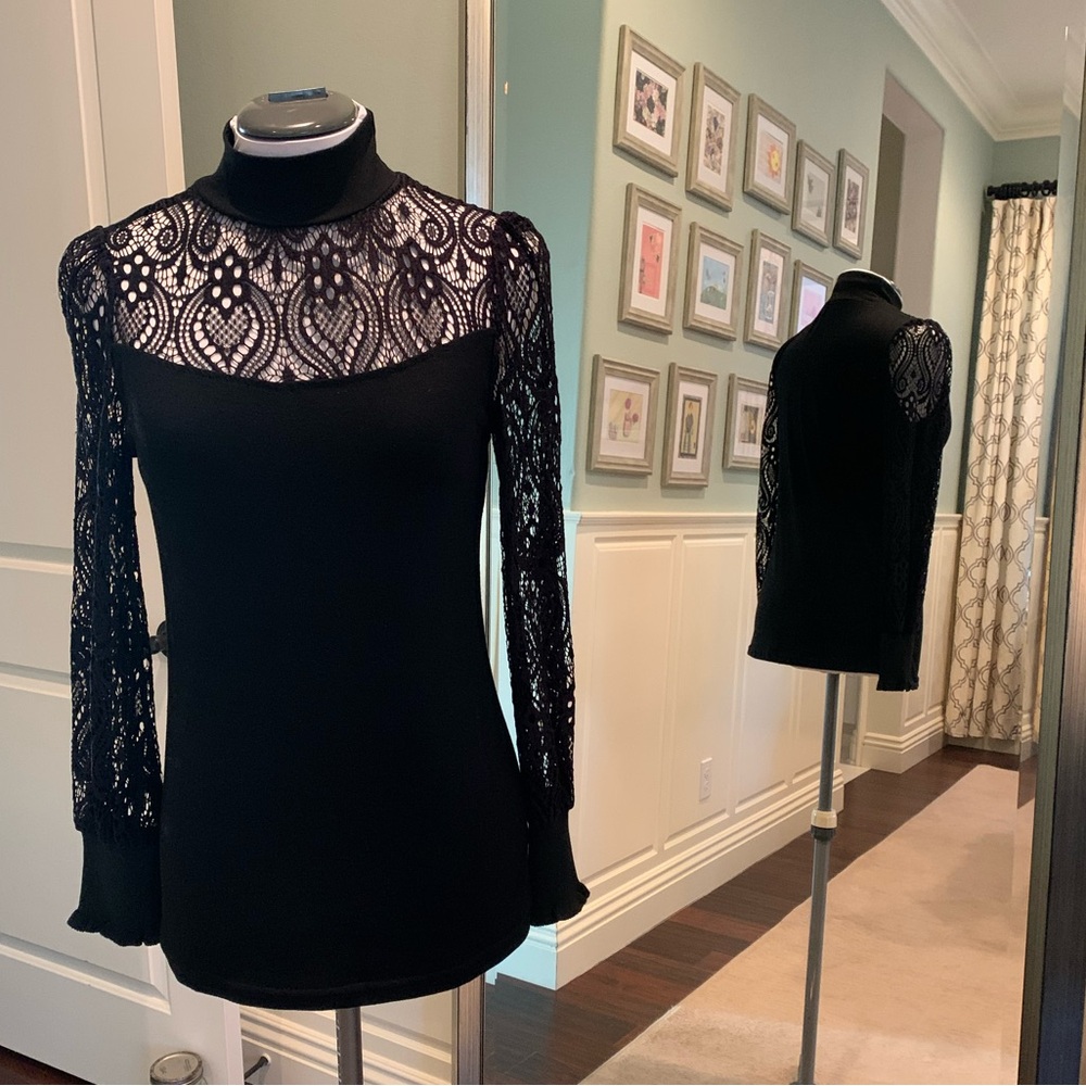 Chic Black Lace Women's Blouse